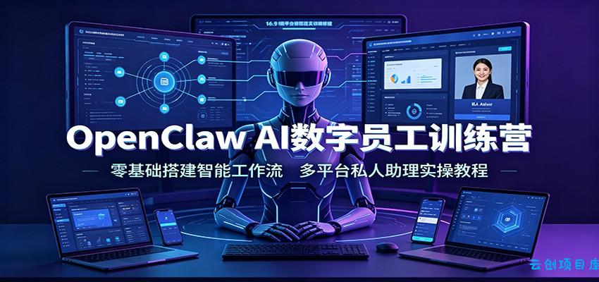 OpenClaw AI数字员工训练营：零基础搭建智能工作流，多平台私人助理实操教程-云创项目库