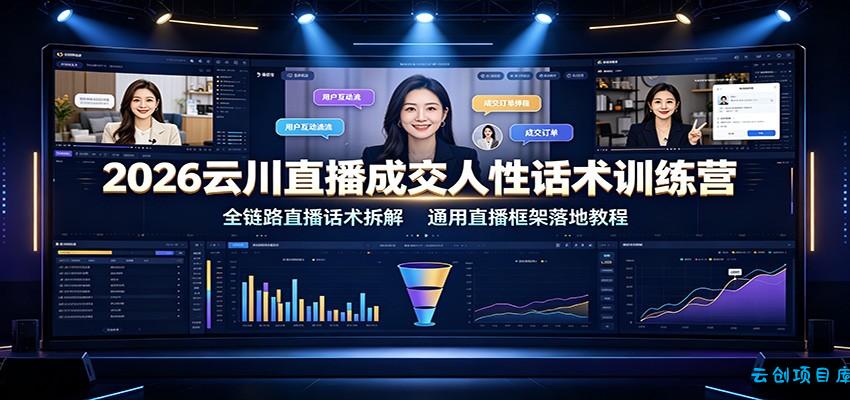 2026云川直播成交人性话术训练营：全链路直播话术拆解，通用直播框架落地教程-云创项目库