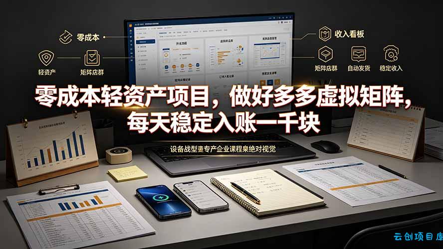 零成本轻资产项目，做好多多虚拟矩阵，每天稳定入账一千块-云创项目库