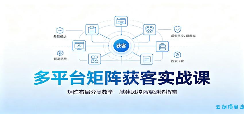 多平台矩阵获客实战课：矩阵布局分类教学，基建风控隔离避坑指南-云创项目库