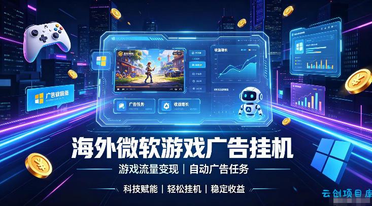 海外游戏广告自动挂G，轻资产海外副业风口，单设备稳定产出500+【揭秘】-云创项目库