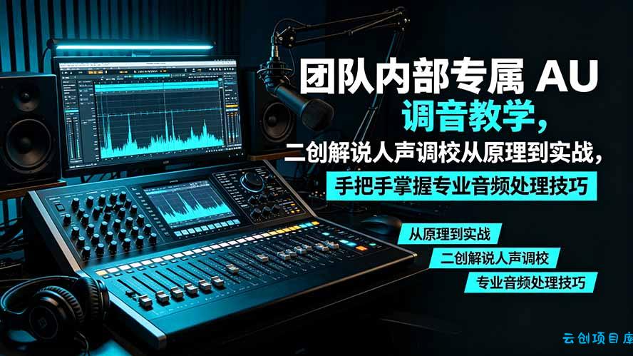 某大佬团队内部专属 AU 调音教学，二创解说人声调校从原理到实战，手把手掌握专业音频处理技巧-云创项目库