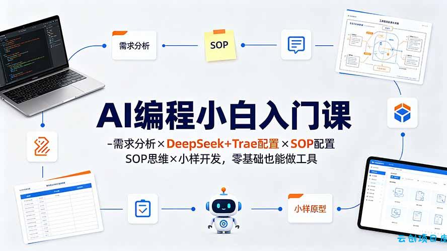 AI编程小白入门课-需求分析×DeepSeek+Trae配置×SOP思维×小样开发，零基础也能做工具-云创项目库