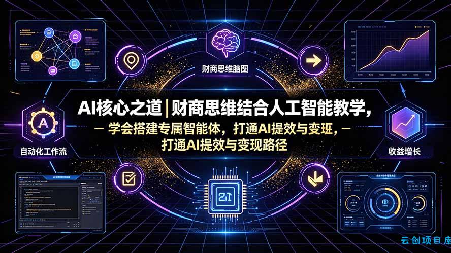 AI核心之道｜财商思维结合人工智能教学，学会搭建专属智能体，打通AI提效与变现路径-云创项目库