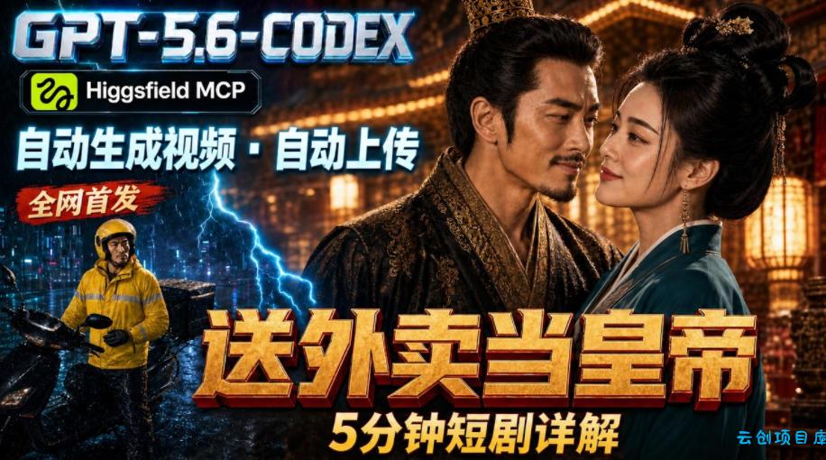 GPT-5.6 Codex+Higgsfield MCP：一条指令生成5分钟短剧并自动上传YouTube(油管)-云创项目库