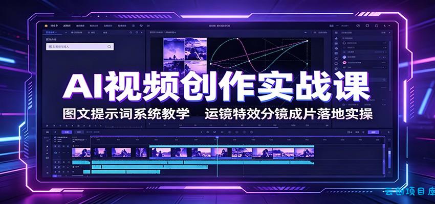 AI视频创作实战课：图文提示词系统教学，运镜特效分镜成片落地实操-云创项目库