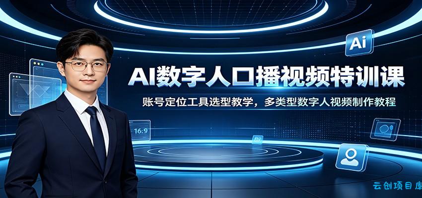 AI数字人口播视频特训课：账号定位工具选型教学，多类型数字人视频制作教程-云创项目库