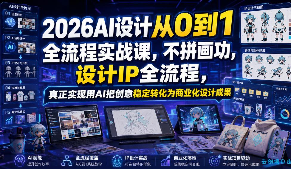 2026AI设计从0到1全流程实战课，不拼画功，设计IP全流程，真正实现用AI把创意稳定转化为商业化设计成果-云创项目库