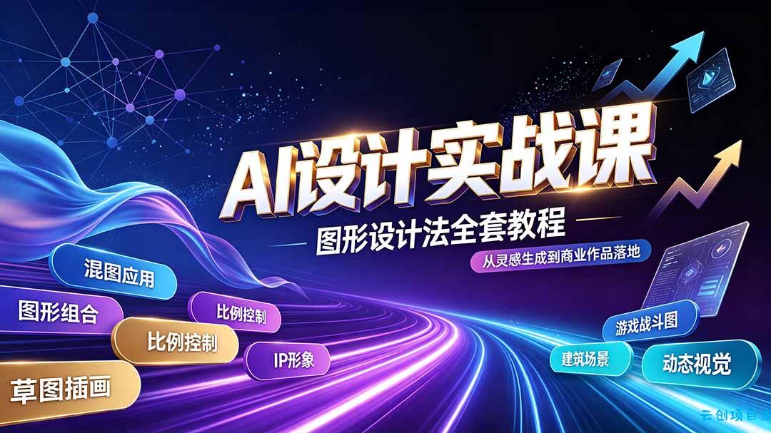 AI设计实战课｜图形设计法全套教程，解锁AI工作流技法，精通插画IP、建筑、游戏视觉创作-云创项目库