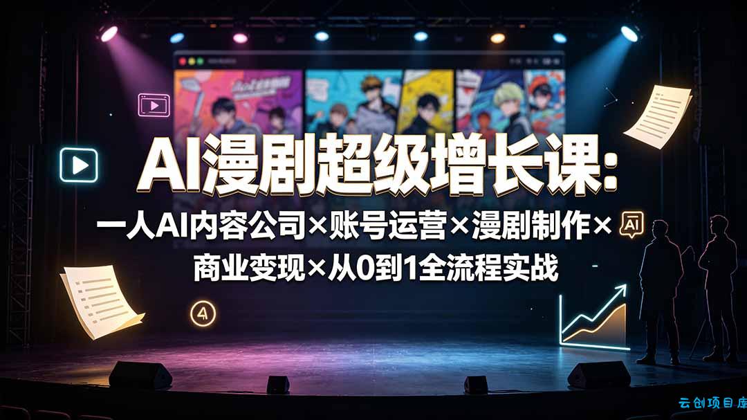 AI漫剧超级增长课：一人AI内容公司×账号运营×漫剧制作×商业变现×从0到1全流程实战-云创项目库