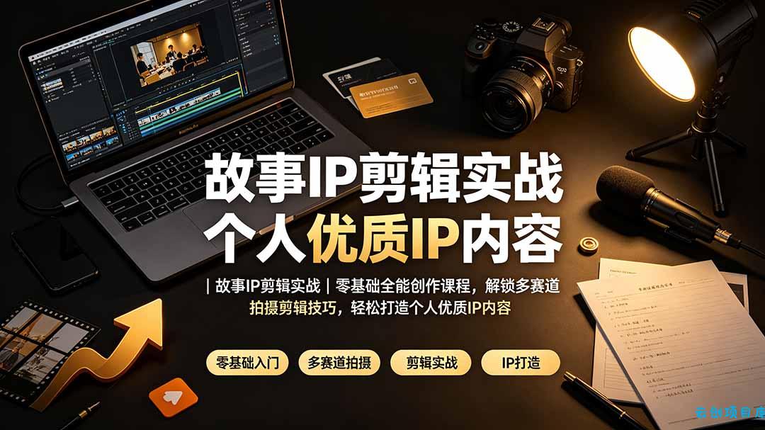 故事IP剪辑实战｜零基础全能创作课程，解锁多赛道拍摄剪辑技巧，轻松打造个人优质IP内容-云创项目库