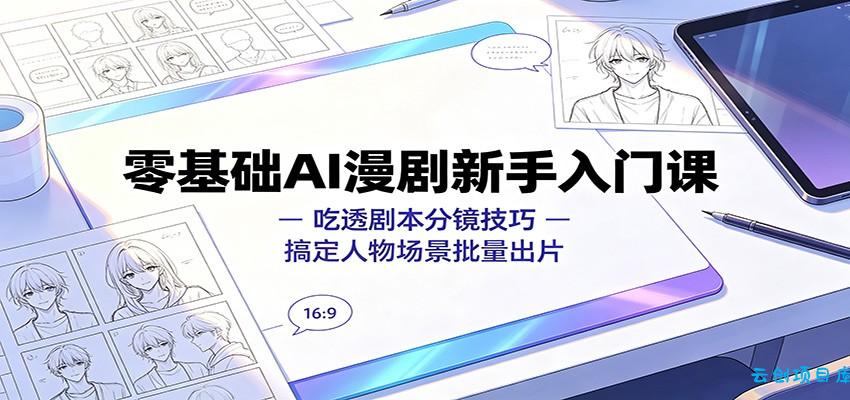 零基础AI漫剧新手入门课：吃透剧本分镜技巧，搞定人物场景批量出片-云创项目库