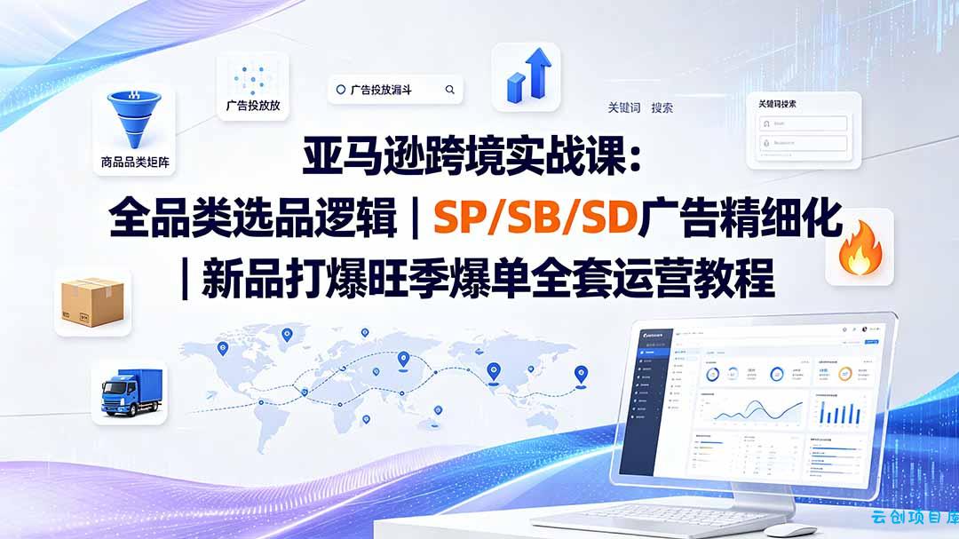亚马逊跨境实战课-更新：全品类选品逻辑｜SP/SB/SD广告精细化｜新品打爆旺季爆单全套运营教程-云创项目库