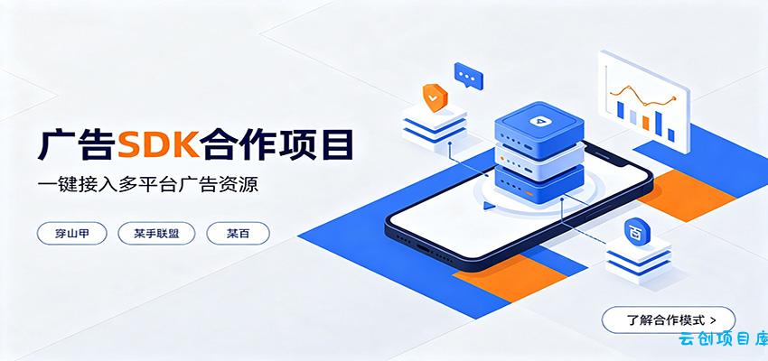 对接穿山甲、某手联盟、某百等平台的广告。SDK模式，一台设备日收益200+-云创项目库