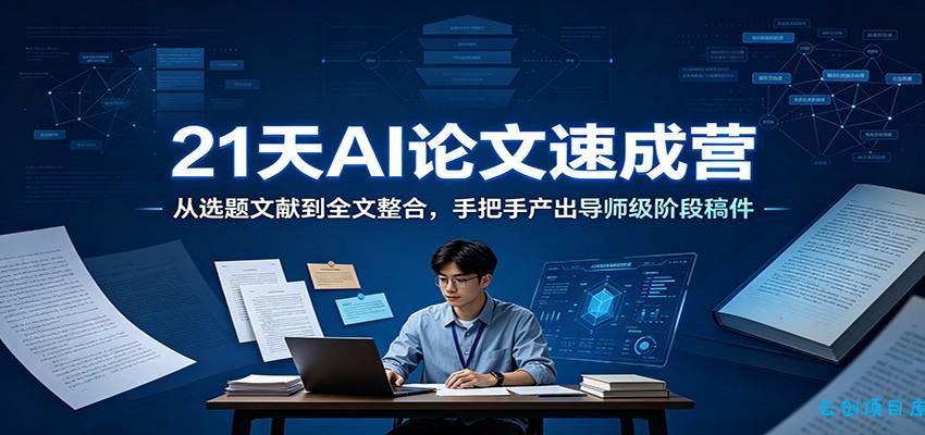 21天AI论文速成营：从选题文献到全文整合，手把手产出导师级阶段稿件-云创项目库