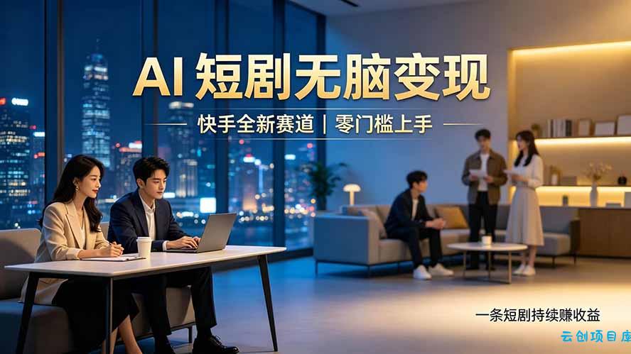别乱找副业了，快手 AI 短剧零门槛长久被动增收-云创项目库