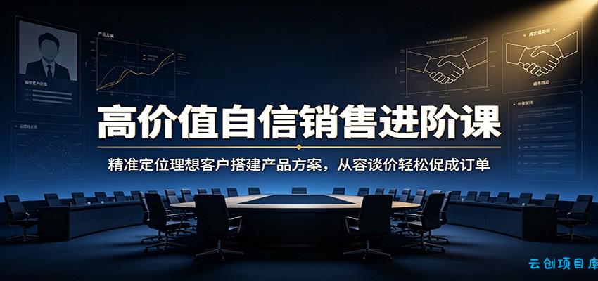 高价值自信销售进阶课：精准定位理想客户搭建产品方案，从容谈价轻松促成订单-云创项目库