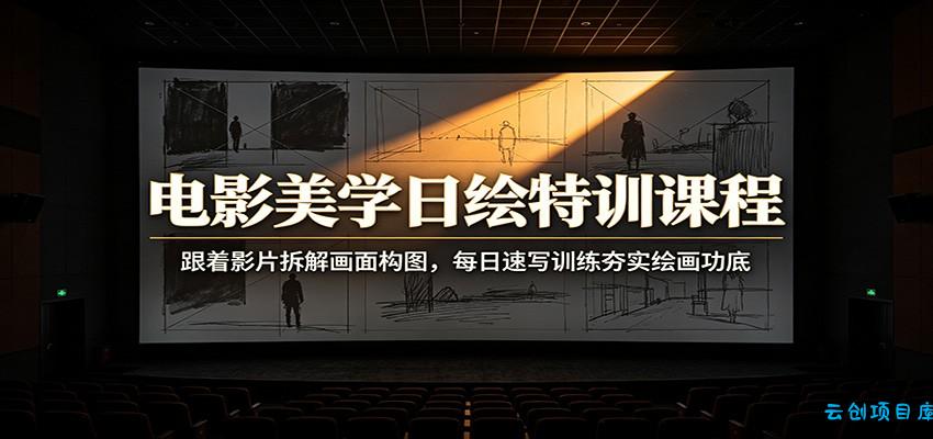 电影美学日绘特训课程：跟着影片拆解画面构图，每日速写训练夯实绘画功底-云创项目库