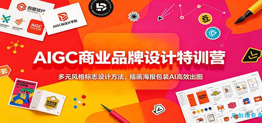 AIGC商业品牌设计特训营：多元风格标志设计方法，插画海报包装AI高效出图-云创项目库