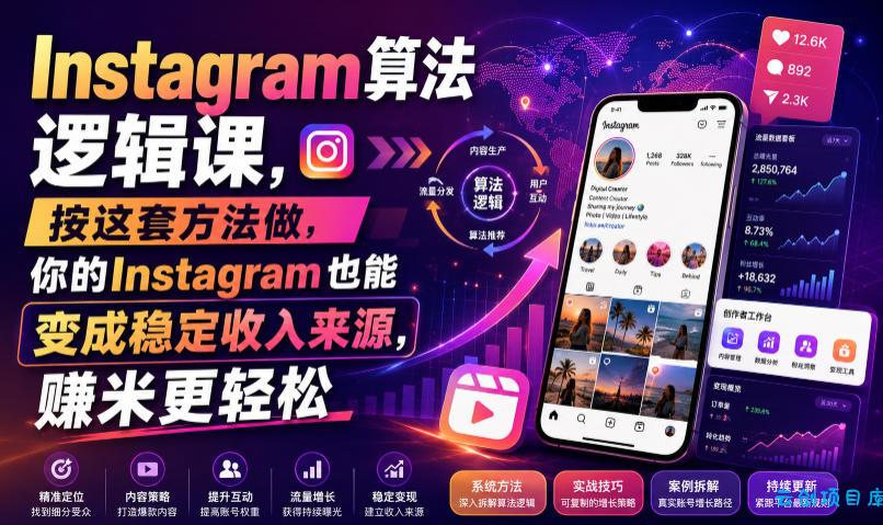 Instagram算法逻辑课，按这套方法做，你的Instagram也能变成稳定收入来源，賺米更轻松【原创双语字幕】-云创项目库