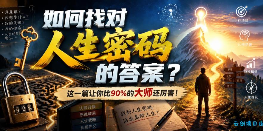 付费文章：如何找对人生密码的答案？这一篇让你比90%的大师还厉害！-云创项目库