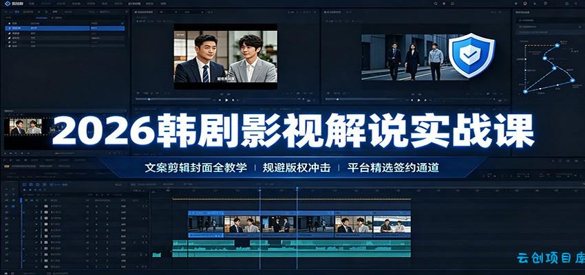 2026韩剧影视解说实战课:文案剪辑封面全教学,规避版权冲击平台精选签约通道-云创项目库