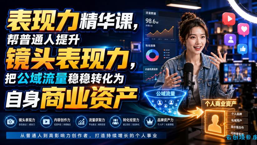 表现力精华课,帮普通人提升镜头表现力,把公域流量稳稳转化为自身商业资产