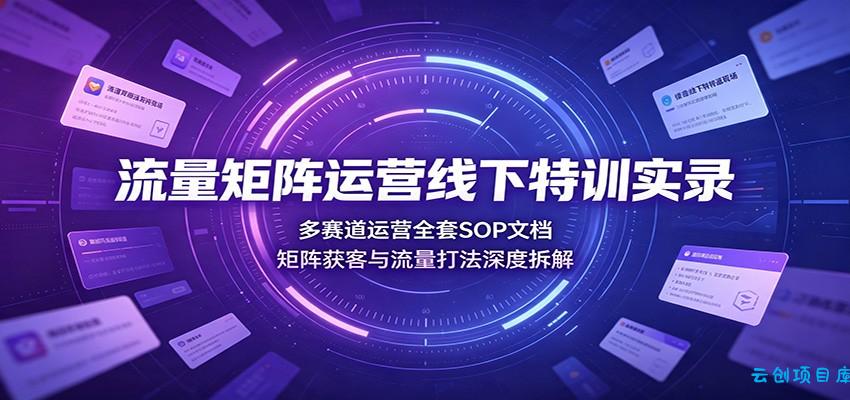 流量矩阵运营线下特训实录：多赛道运营全套SOP文档，矩阵获客与流量打法深度拆解-云创项目库