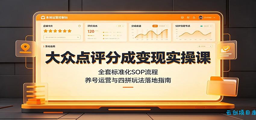 大众点评分成变现实操课：全套标准化SOP流程，养号运营与四拼玩法落地指南-云创项目库
