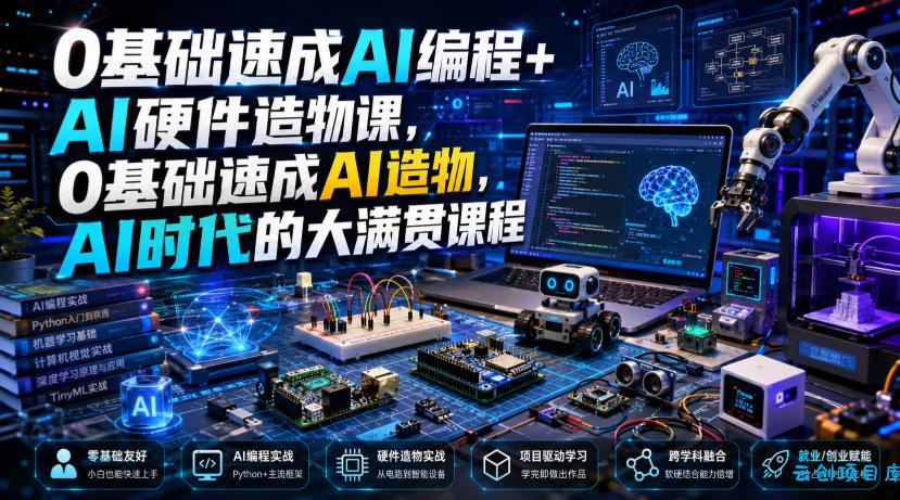 0基础速成AI编程+AI硬件造物课,0基础速成AI造物,AI时代的大满贯课程