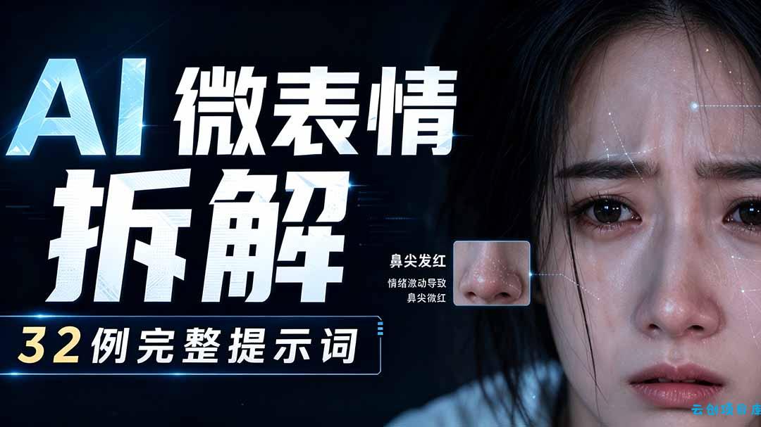 AI微表情拆解提示词合集，精准调控AI角色表情，告别塑料感、AI面瘫脸。-云创项目库