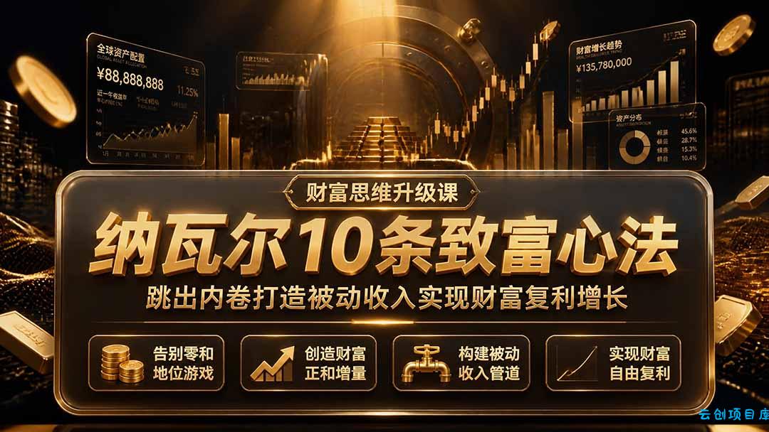 付费文章：纳瓦尔10条致富心法，跳出内卷打造被动收入实现财富复利增长-云创项目库