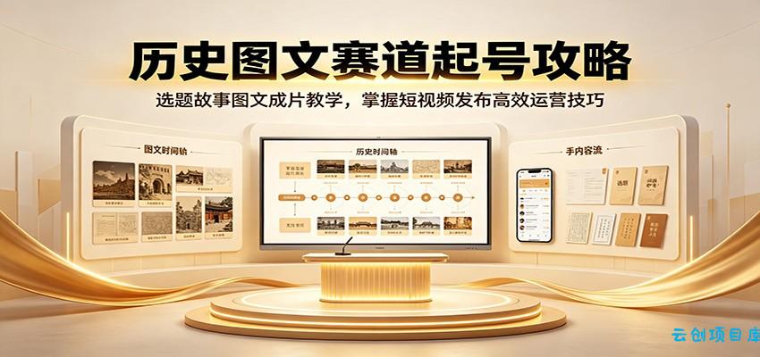 历史图文赛道起号攻略：选题故事图文成片教学，掌握短视频发布高效运营技巧-云创项目库