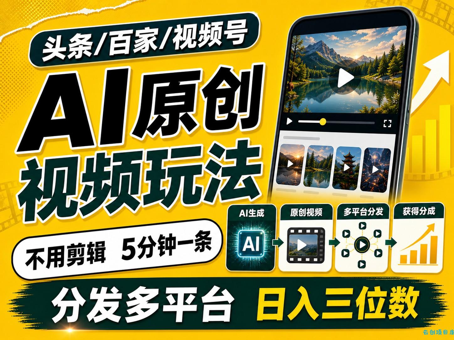2026头条百家号升级玩法 5分钟一条原创视频 发多平台赚收-云创项目库