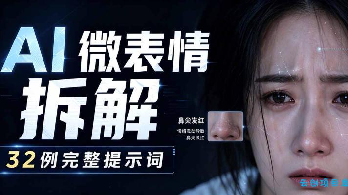 AI微表情拆解提示词合集,精准调控AI角色表情,可直接复用,0基础也能调出影视级表情变化-云创项目库
