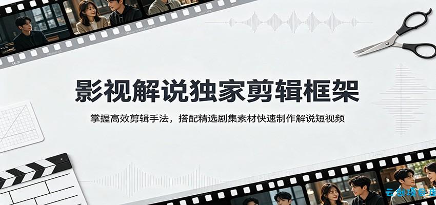 影视解说独家剪辑框架:掌握高效剪辑手法,搭配精选剧集素材快速制作解说短视频-云创项目库