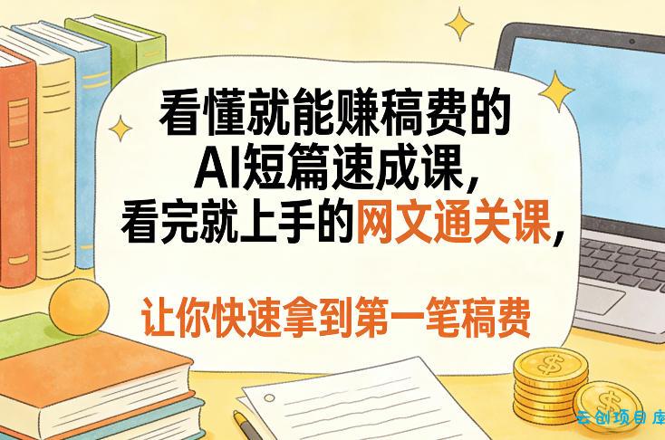 看懂就能賺稿费的AI短篇速成课，看完就上手的网文通关课，让你快速拿到第一笔稿费(更新8月)-云创项目库