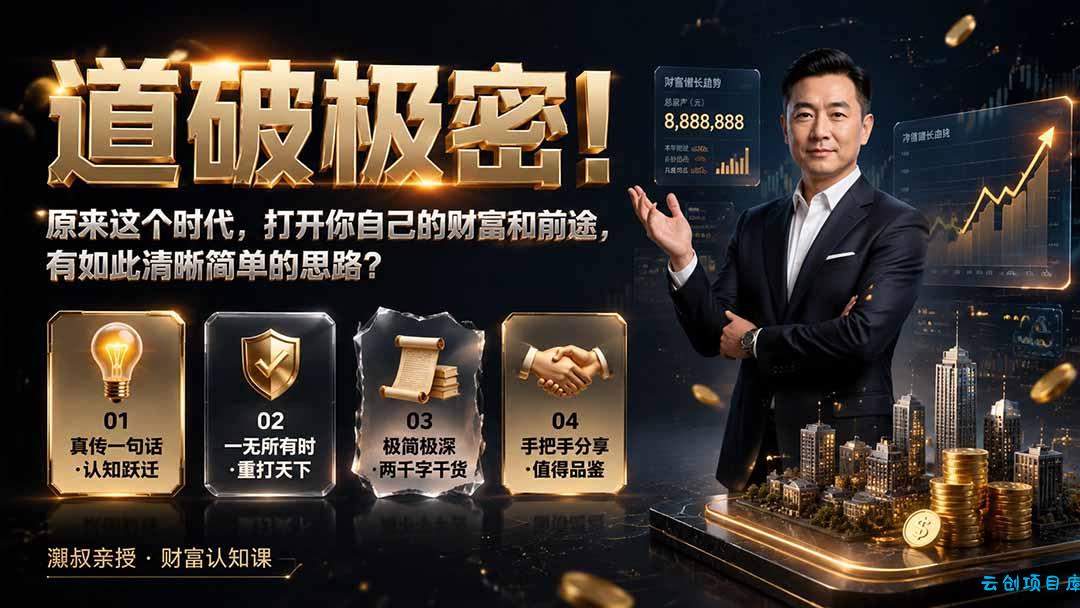 付费文章：道破极密！原来这个时代，打开你自己的财富和前途，有如此清晰简单的思路？-云创项目库