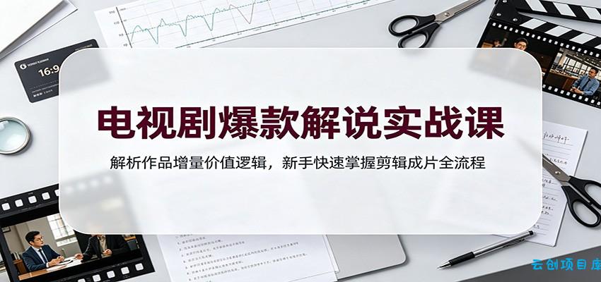 电视剧爆款解说实战课:解析作品增量价值逻辑,新手快速掌握剪辑成片全流程-云创项目库