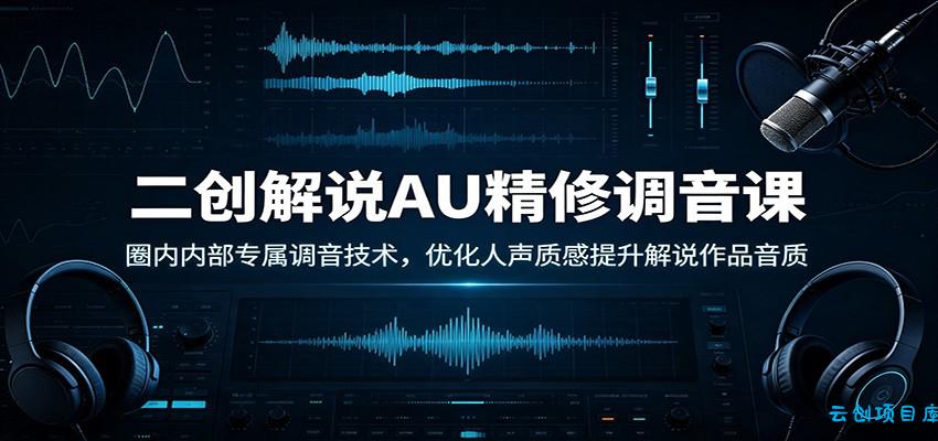 二创解说AU精修调音课：圈内内部专属调音技术，优化人声质感提升解说作品音质-云创项目库