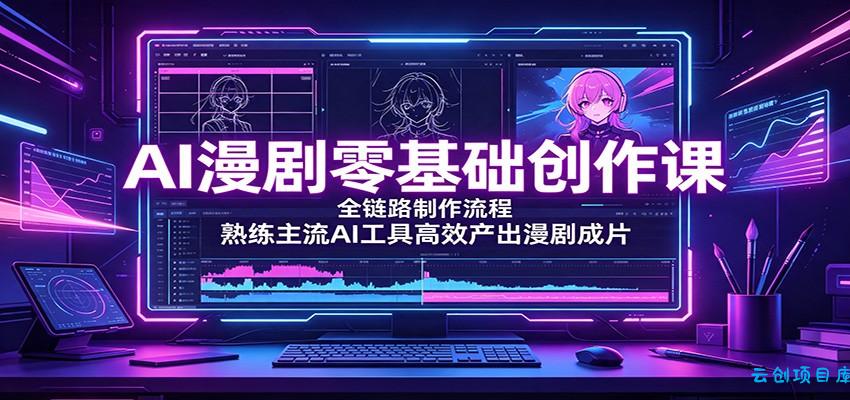 AI漫剧零基础创作课：全链路制作流程，熟练主流AI工具高效产出漫剧成片-云创项目库