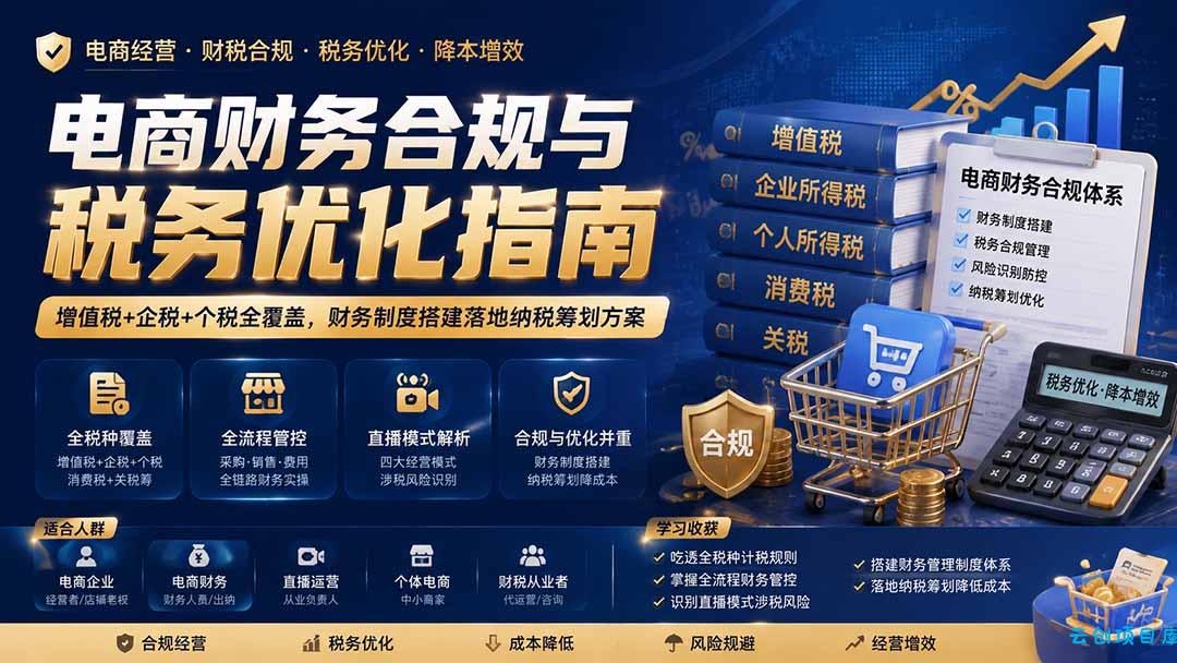 电商财务合规与税务优化指南：增值税+企税+个税全覆盖，财务制度搭建落地纳税筹划方案-云创项目库