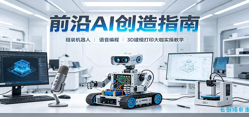 前沿AI创造指南：组装机器人、语音编程、3D建模打印大咖实操教学-云创项目库