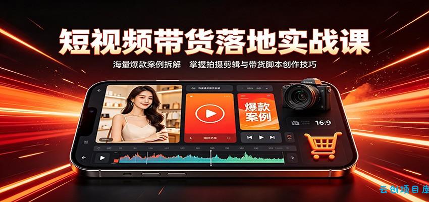 短视频带货落地实战课:海量爆款案例拆解,掌握拍摄剪辑与带货脚本创作技巧-云创项目库