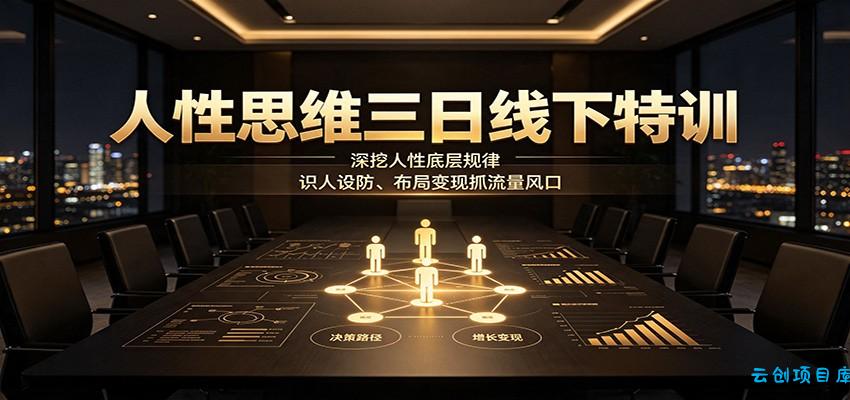 人性思维三日线下特训：深挖人性底层规律，识人设防、布局变现抓流量风口-云创项目库