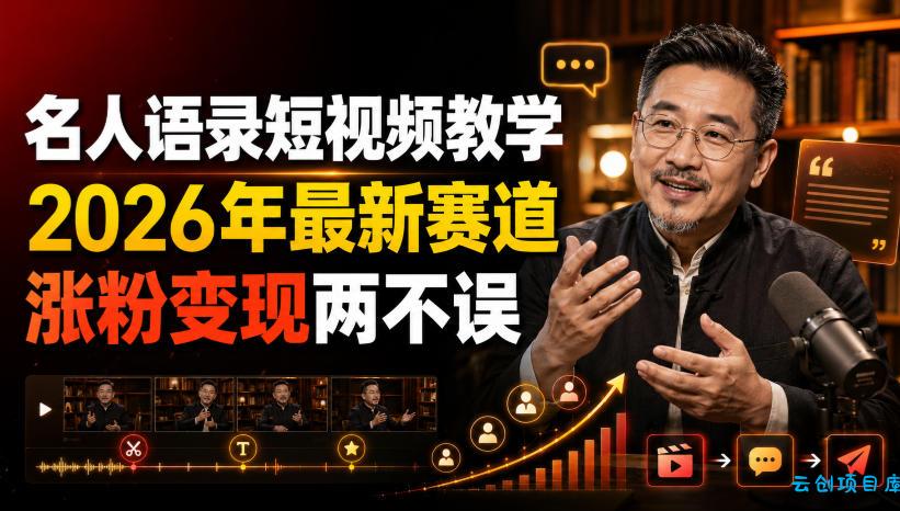 名人语录短视频教学，2026年最新赛道，涨粉变现两不误-云创项目库