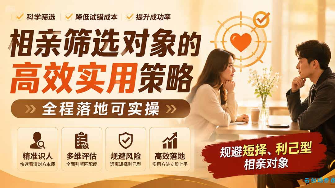 付费文章：相亲筛选对象的高效实用策略，全程落地可实操，规避短择、利己型相亲对象-云创项目库