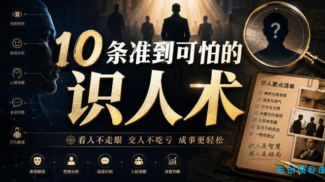 付费文章：10条准到可怕的识人术-云创项目库