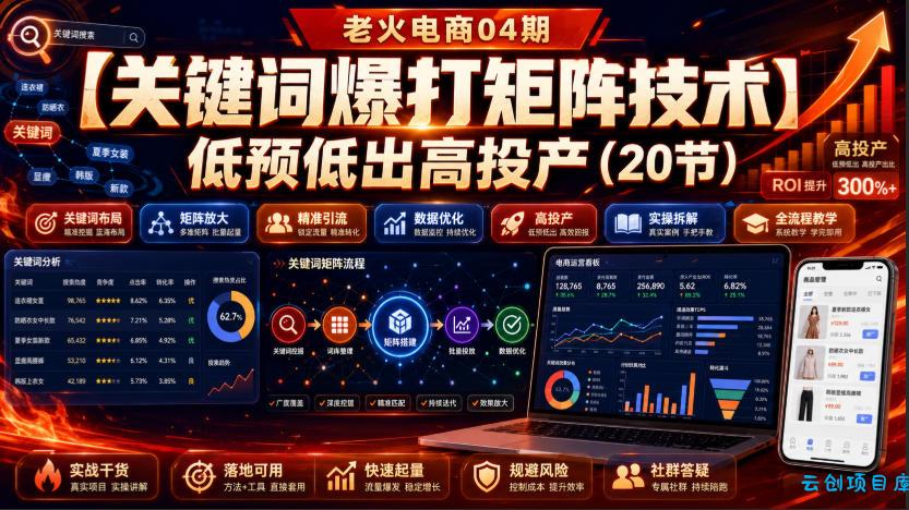老火电商04期：【关键词爆打矩阵技术】低预低出高投产(20节)-云创项目库