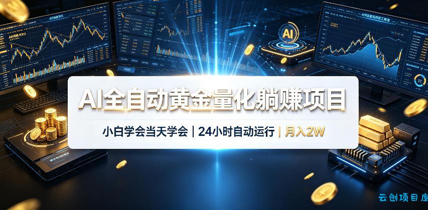 AI全自动黄金量化躺賺项目，24小时自动运行，月入2W！-云创项目库